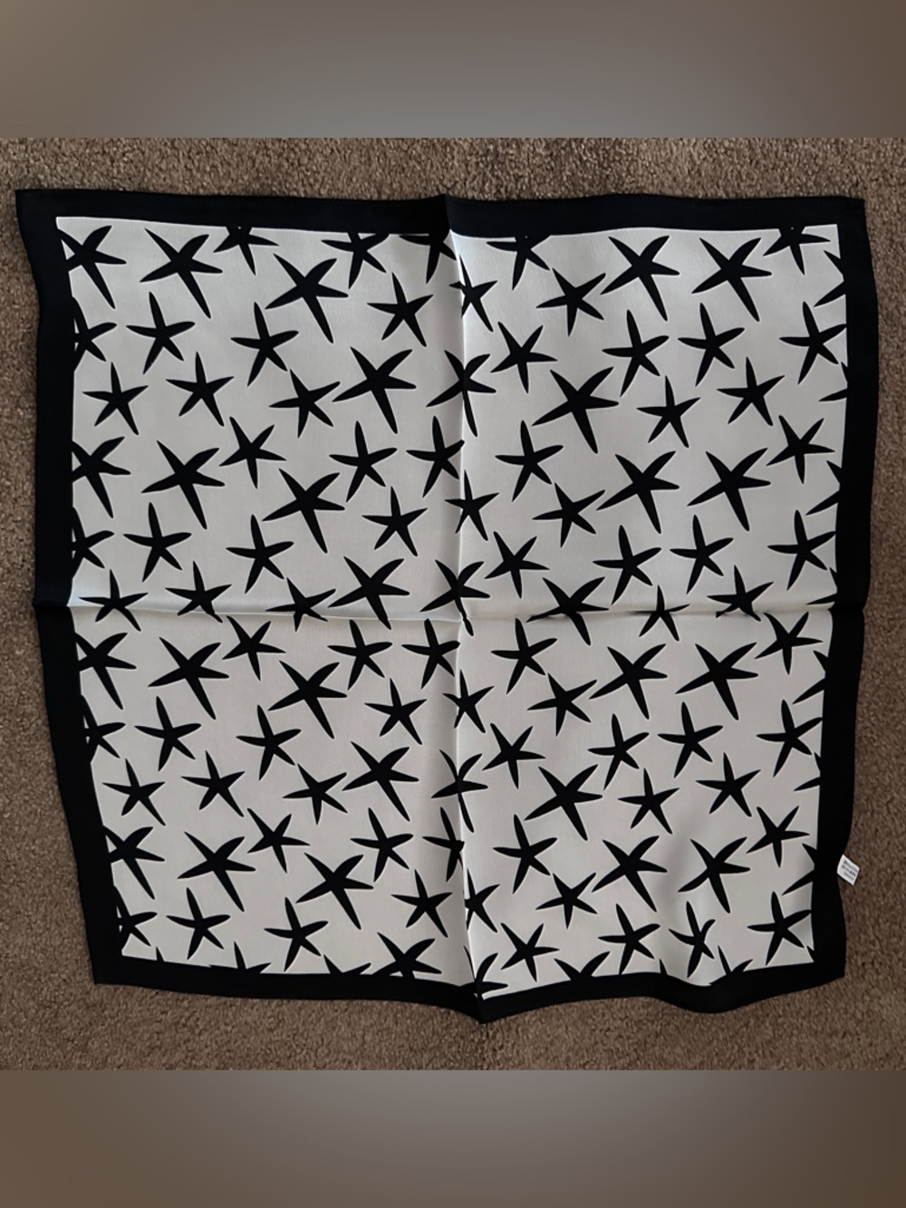 Black and White Starfish Silk Scarf